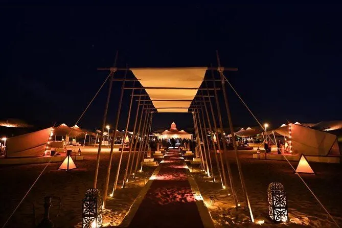 BBQ dinner experience in the Dubai desert during the 7-day Cairo Dubai and Abu Dhabi Trip