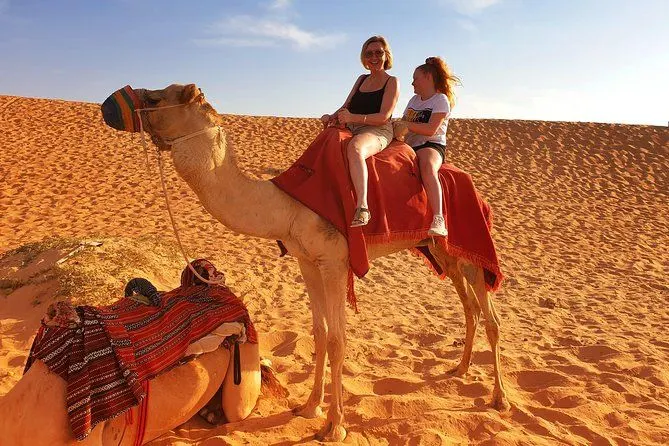 Camel riding experience in the Dubai desert during the 8 Days Egypt and Dubai Package