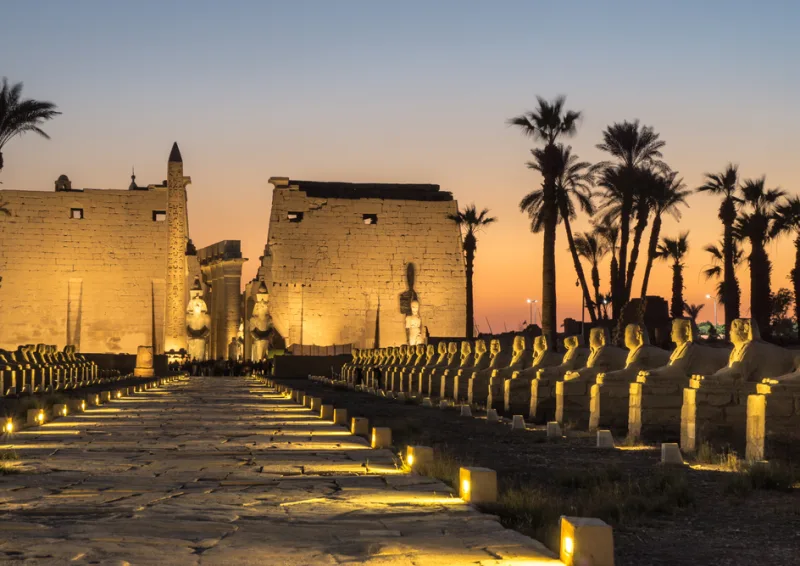 Luxor Temple at sunset on 12-day Egypt tour Cairo, Nile cruise & White Desert