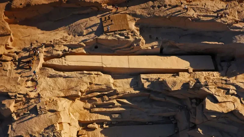 Explore unfinished Obelisk Aswan Egypt