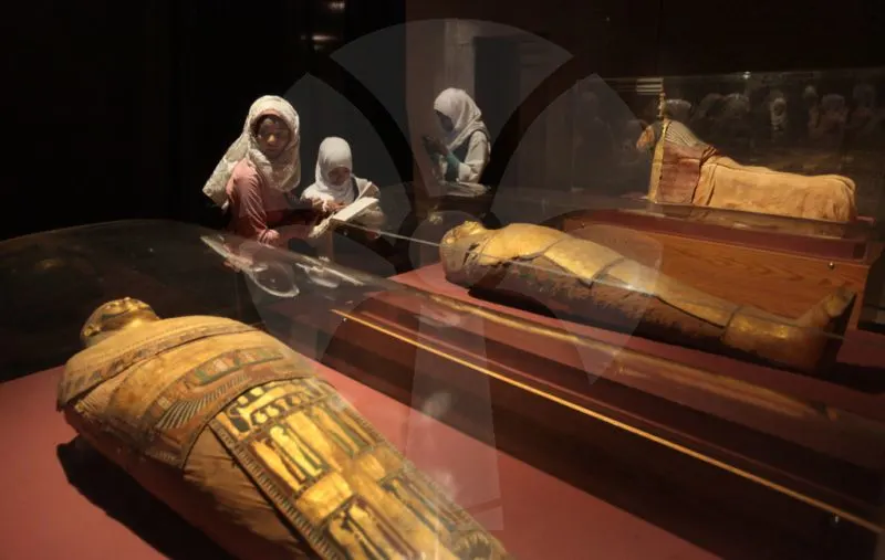 Ancient Nubian and Egyptian artifacts displayed at the Nubian Museum in Aswan