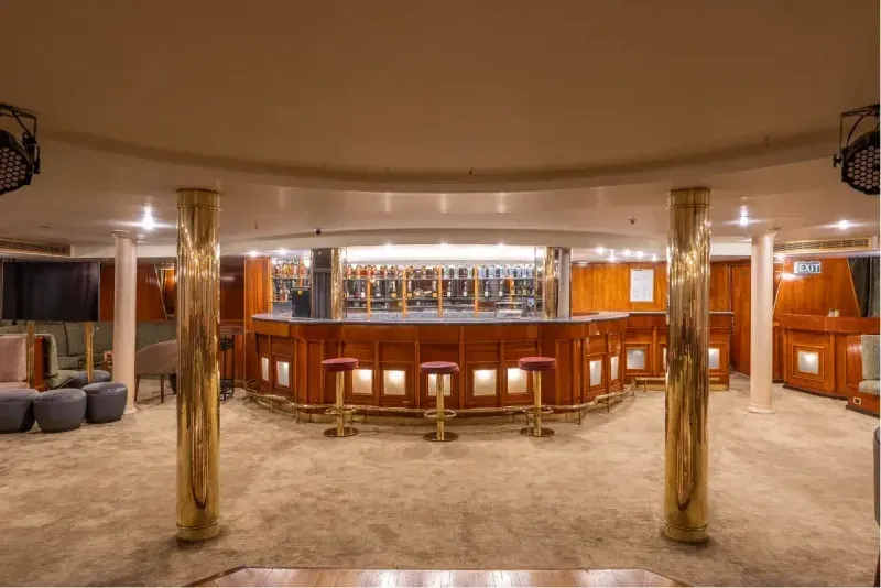 The lounge and bar area of the Magic I Nile Cruise ship