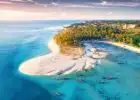 Pristine white sand beach with turquoise waters in Zanzibar