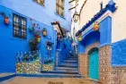 Colorful blue-painted streets and buildings in the charming city of Chefchaouen, Morocco