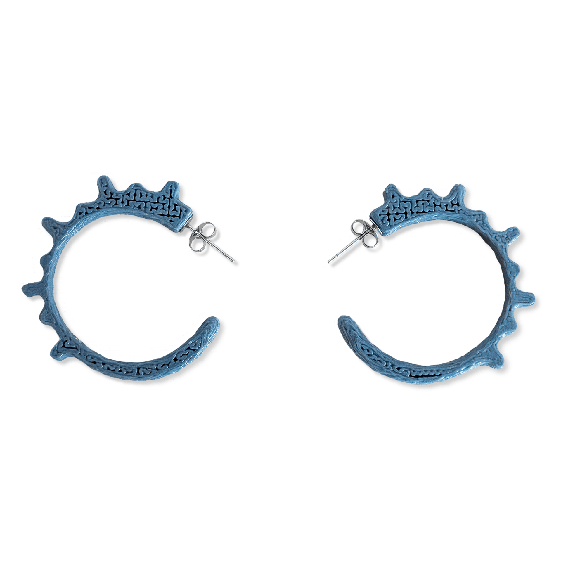 Luzerna hoops. Silver-blue color. Luzerna hoops. Silver-blue color.