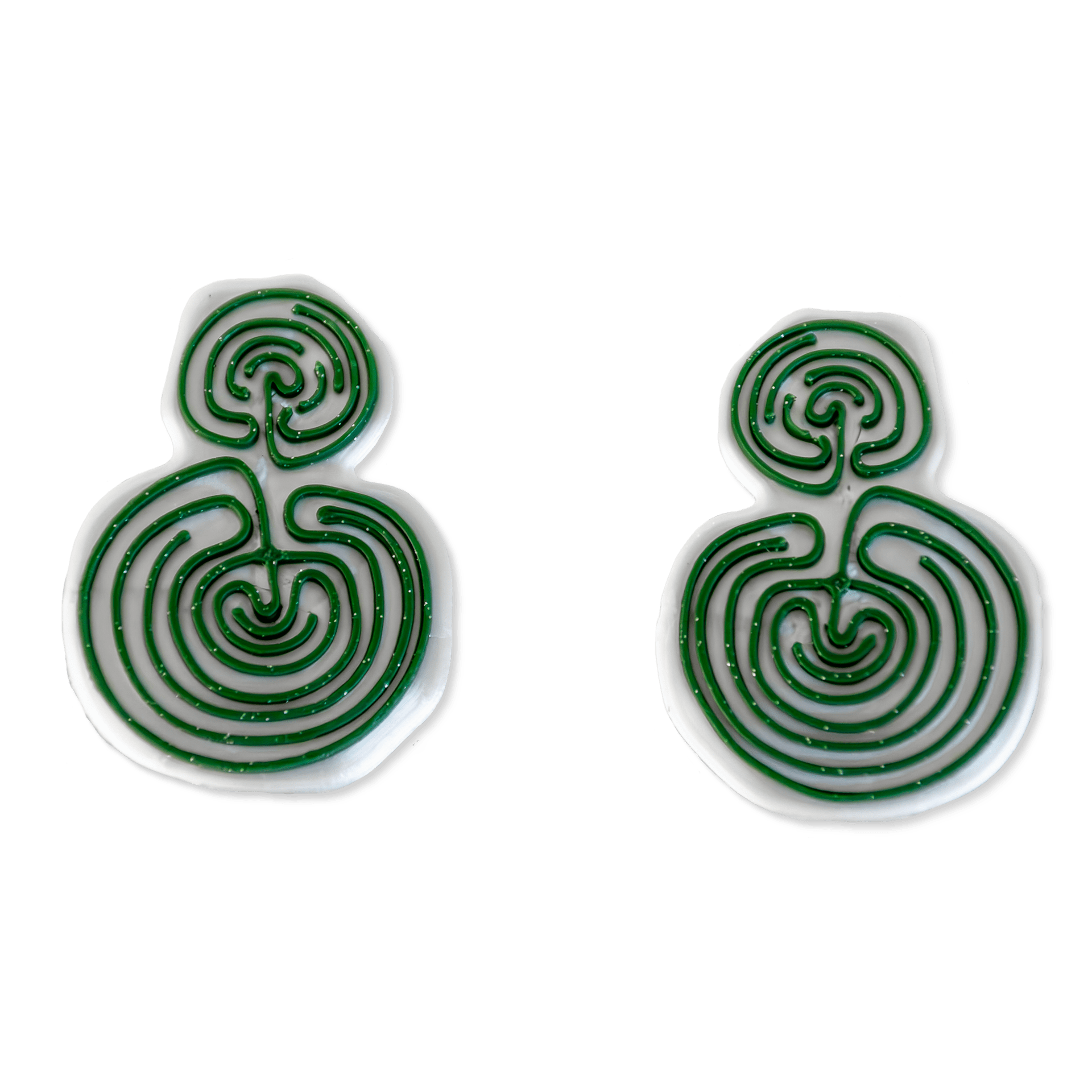 Pedralúa earrings. Dark green and white gold color Pedralúa earrings. Dark green and white gold color