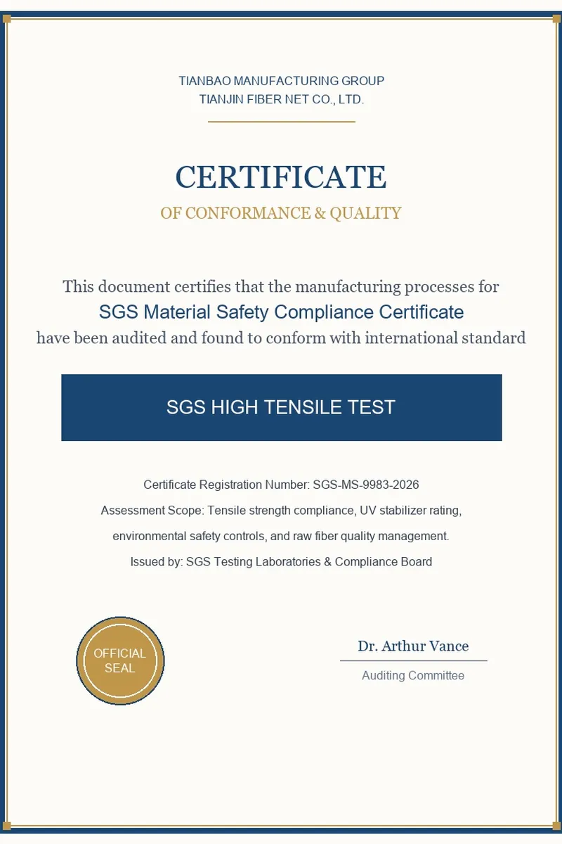 SGS Material Safety Compliance Certificate