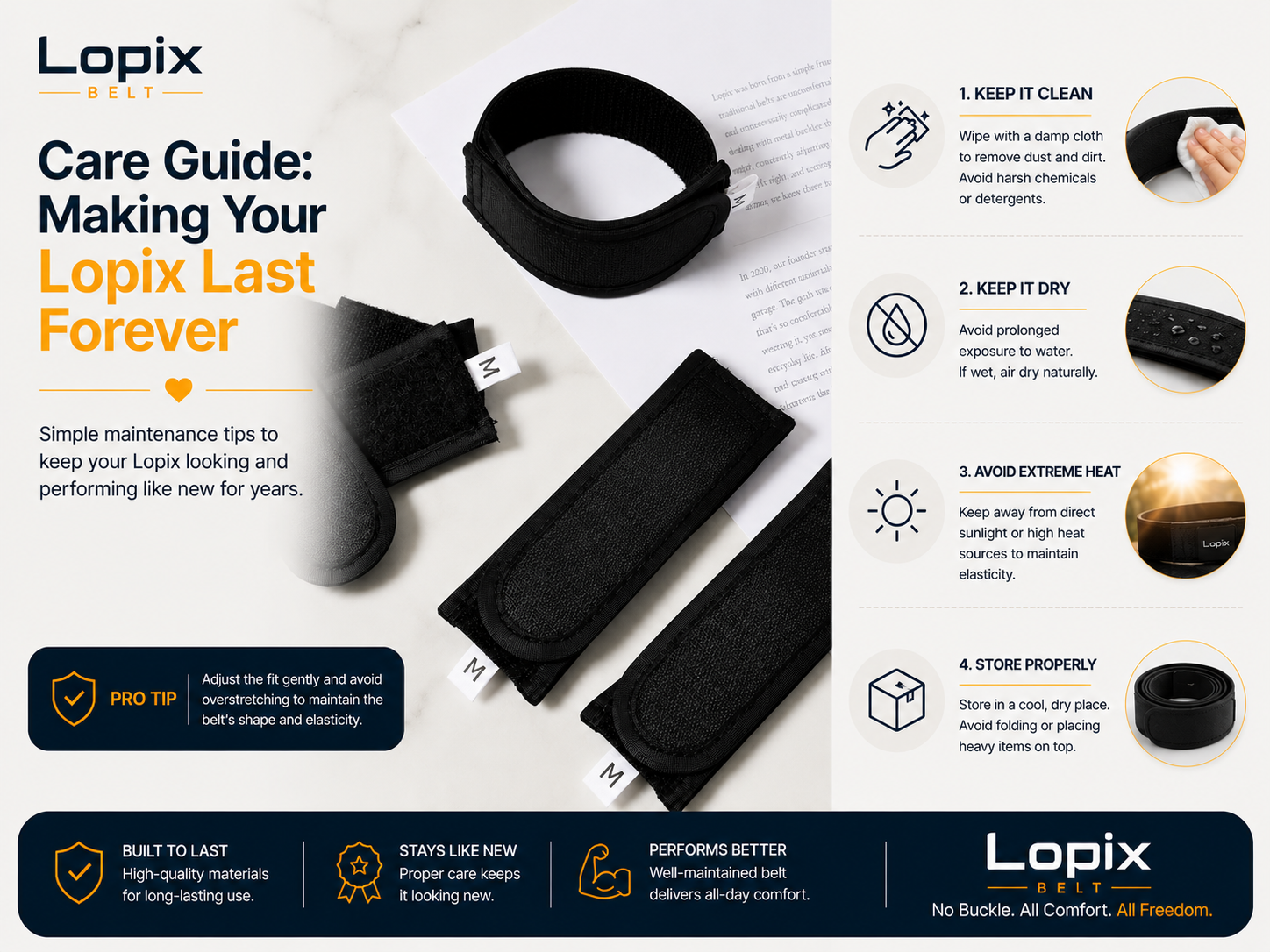 Lopix no-buckle belt design