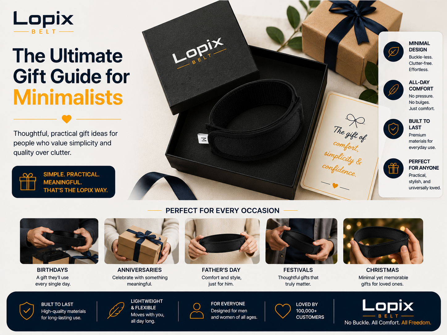 Lopix no-buckle belt design