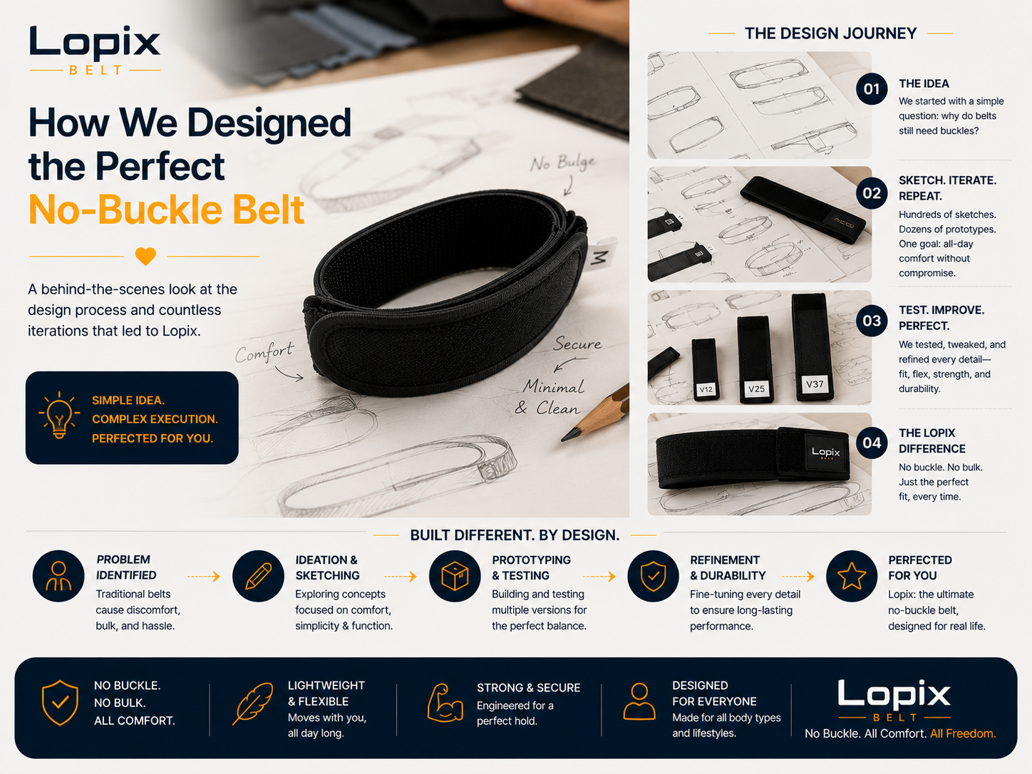 Lopix no-buckle belt design