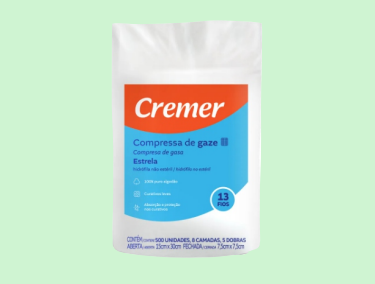 Compressa Gaze Estrela 13 Fios C/500Un Não Estéril CREMER