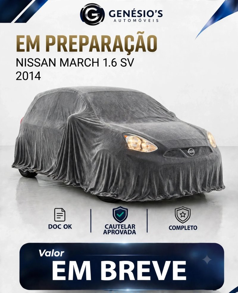 NISSAN - MARCH SV 1.6 2014 CINZA COMPLETO