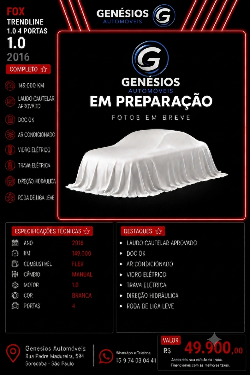 FOX TRENDLINE 1.0 2016 COMPLETO 4PORTAS