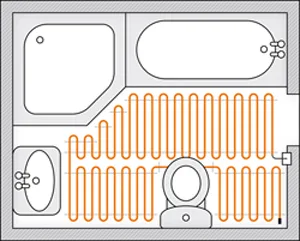 14. Elektrické podlahové vykurovanie – vykurovacie rohože 2 elektrické vykurovanie - príklad pokládky