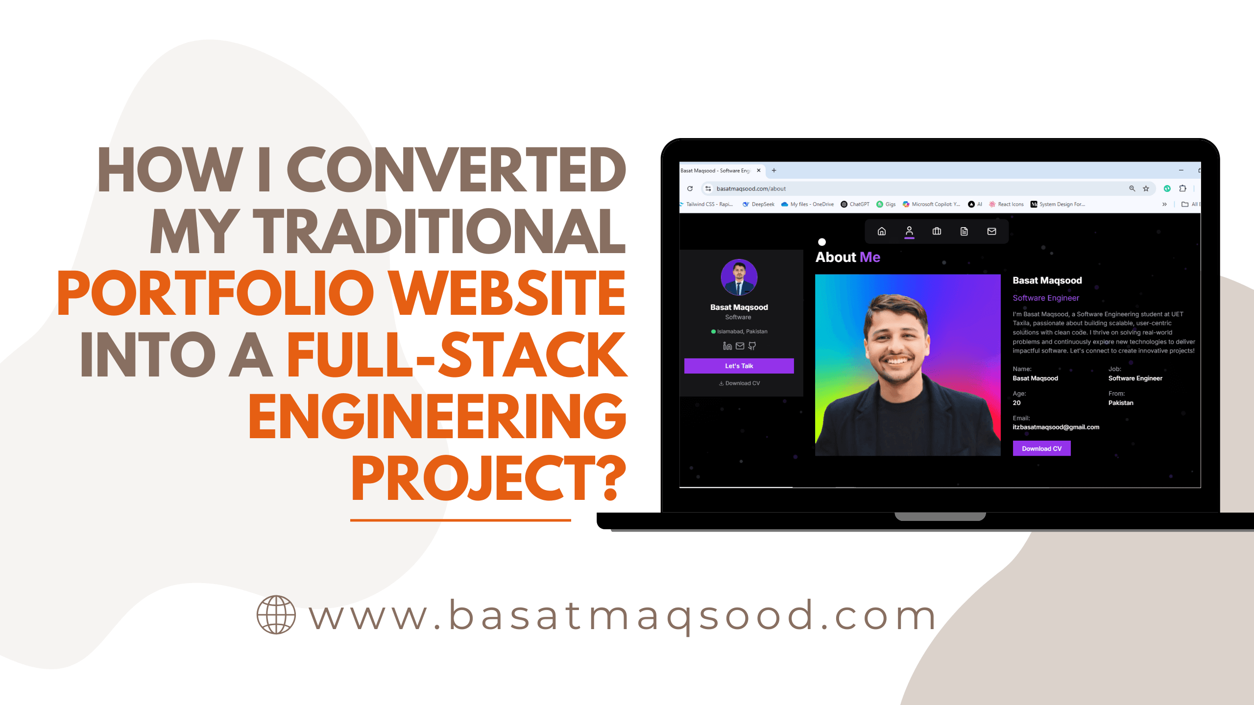 How I converted my traditional portfolio website into a Full-Stack Engineering Project?