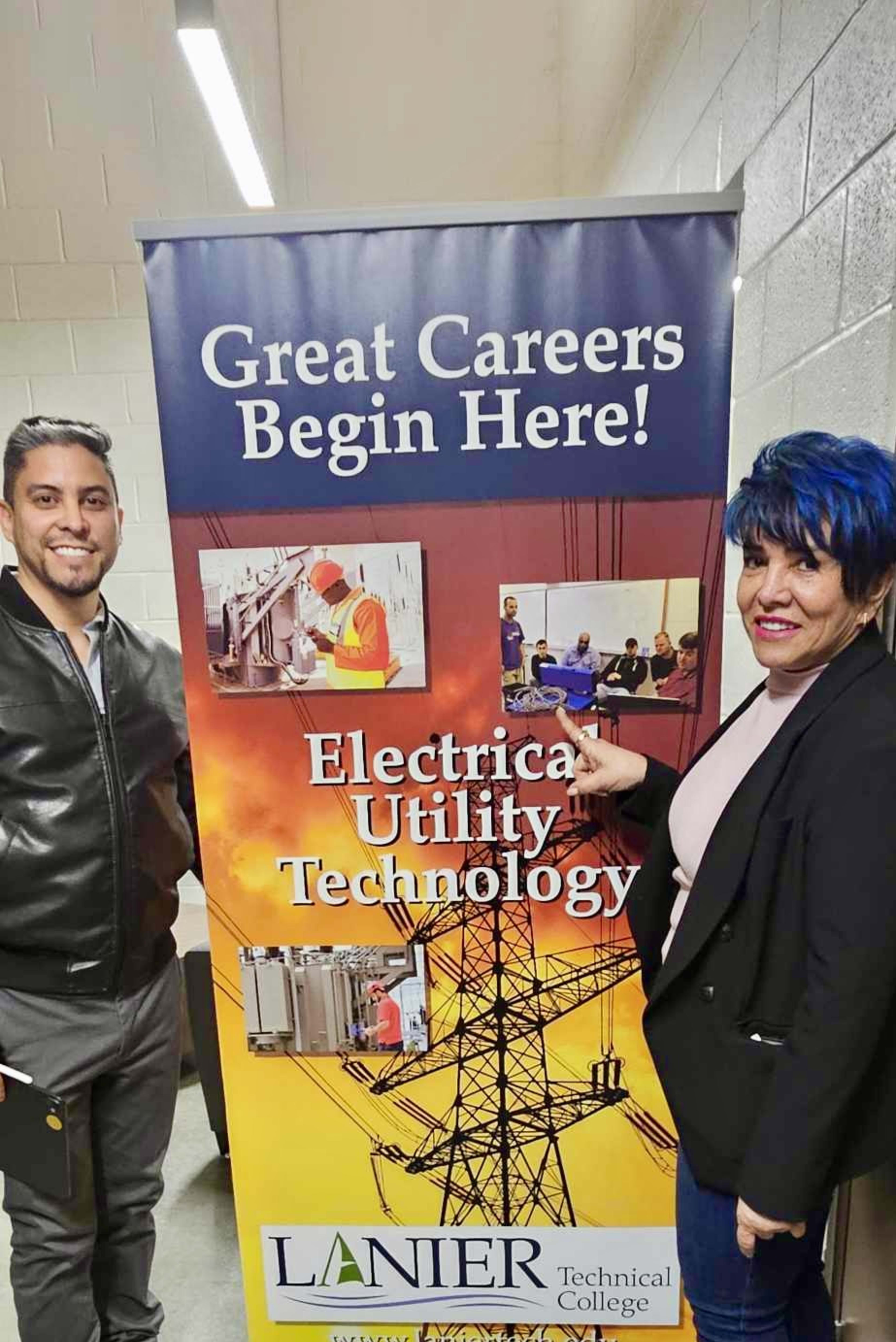 First National Staffing representatives at Lanier Technical College Electrical Utility Technology program partnership