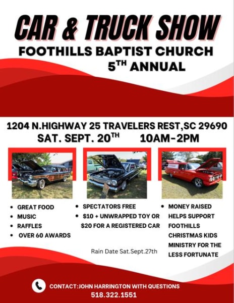 Car & Truck Show Foothills Baptist Church 5th Annual