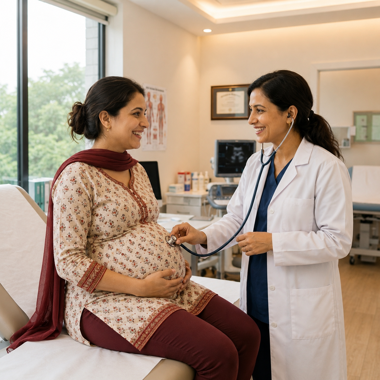 Happy pregnant woman with doctor – Maternity & Women's Care at Supreme Hospitals