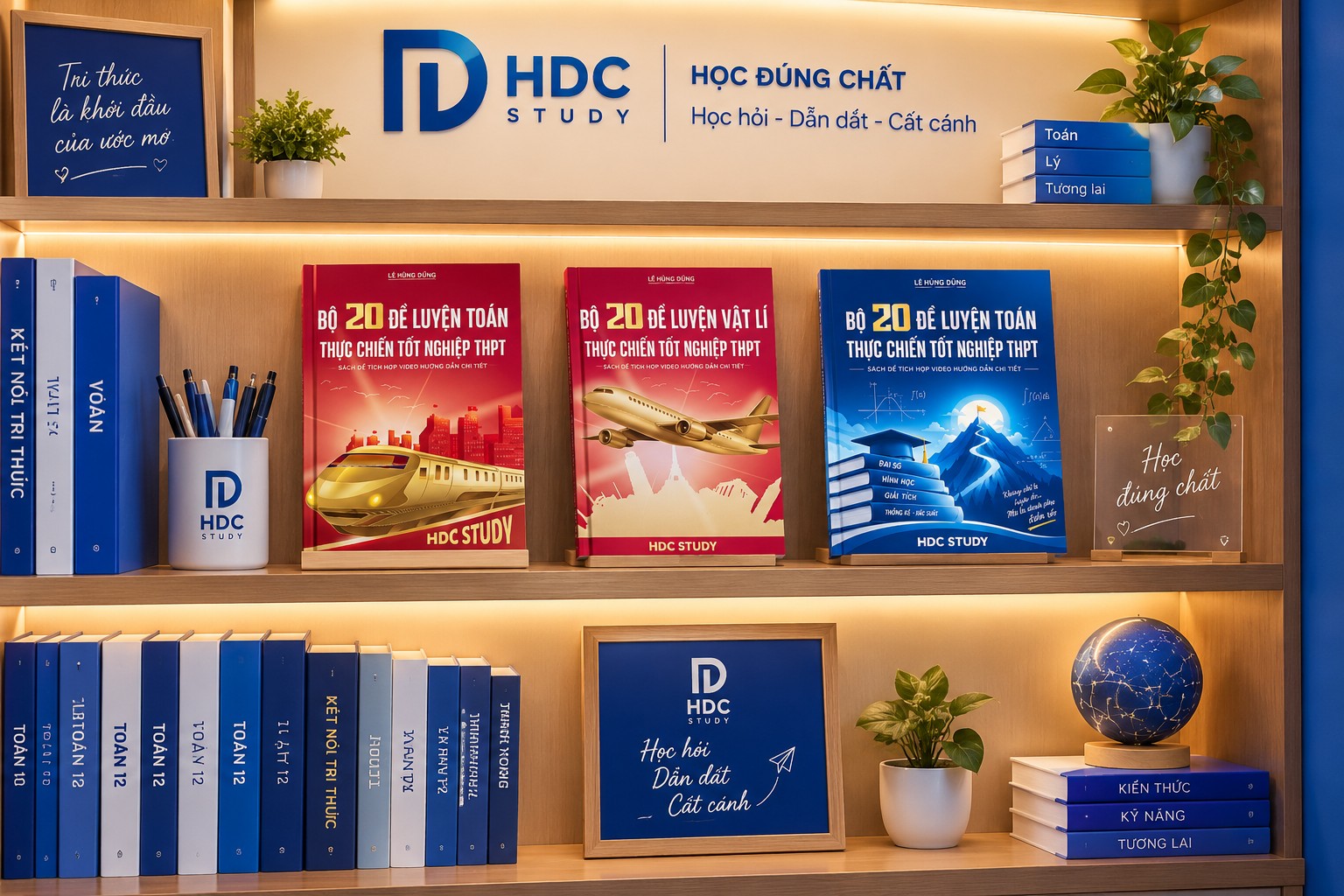 Kệ sách HDC Study — Toán 10, 11, 12 và Vật Lý