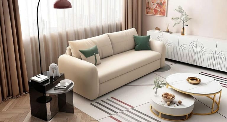 Sofa giường thông minh kết hợp bàn trà sang trọng và tinh tế