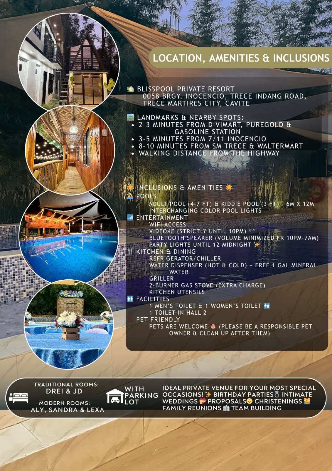 Resort Amenities - Blisspool Private Resort