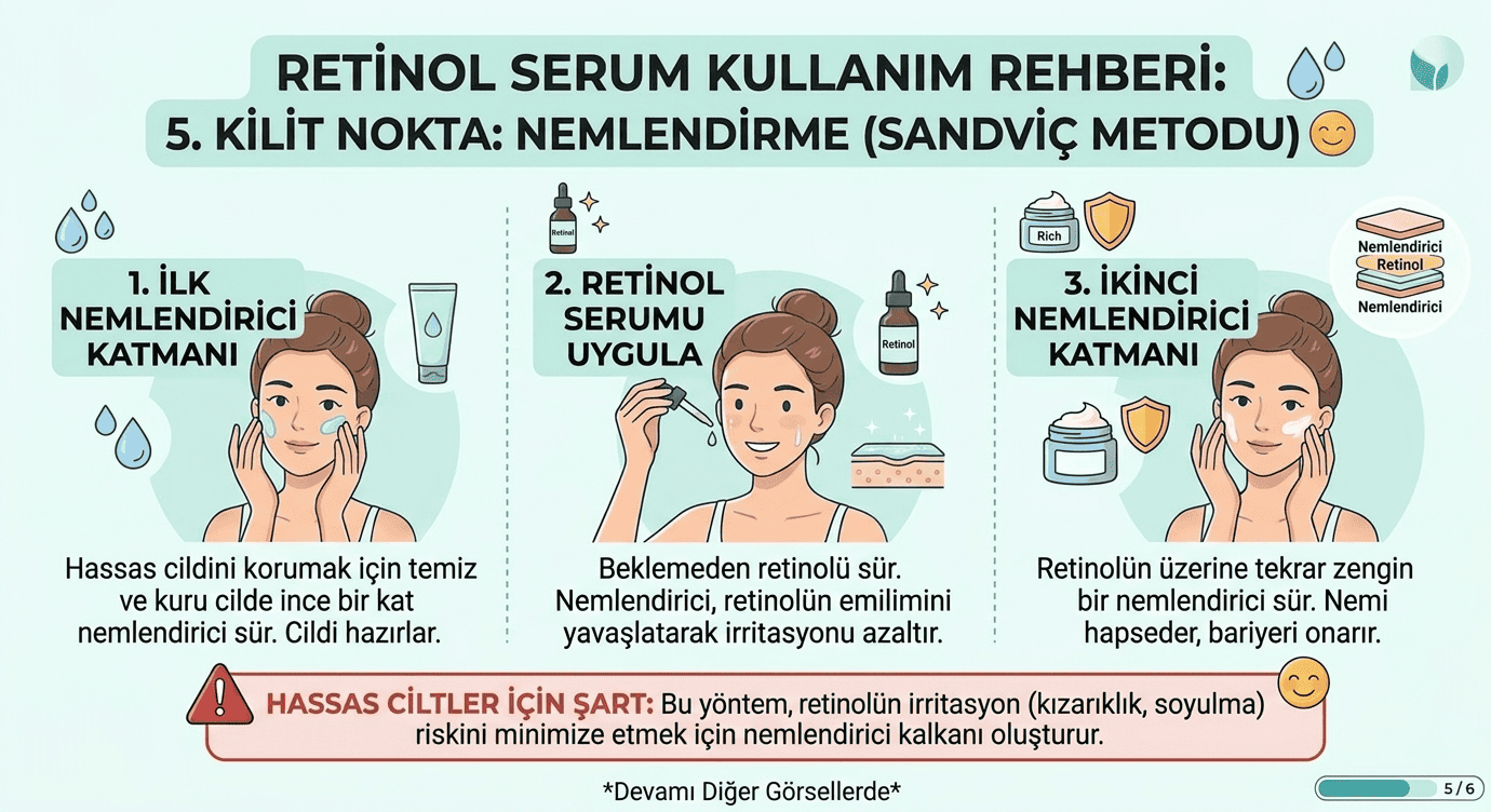 Retinol mu retinal mi infografik adım 5 nemlendirme