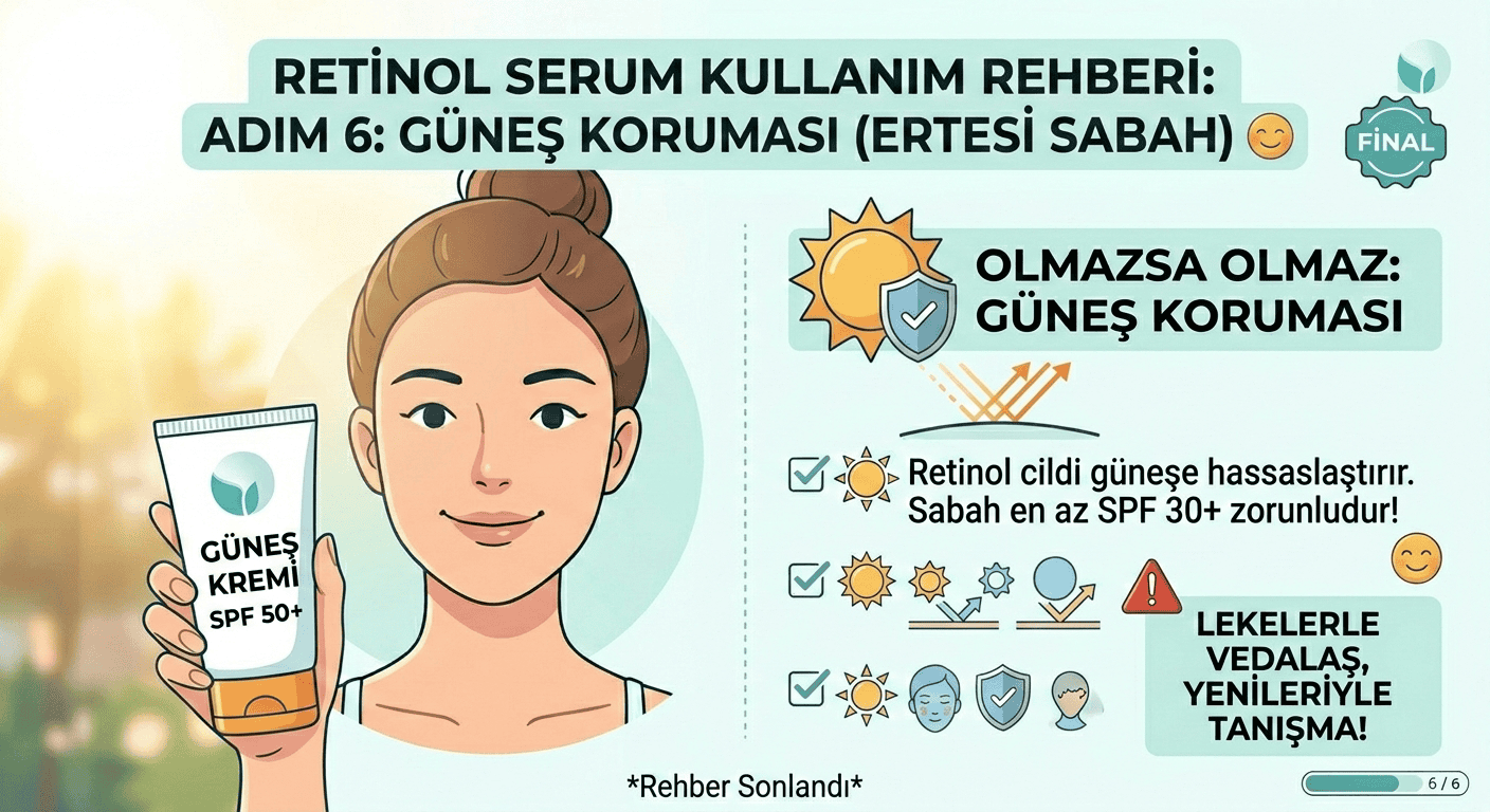 Retinol mu retinal mi infografik adım 6 güneş koruması