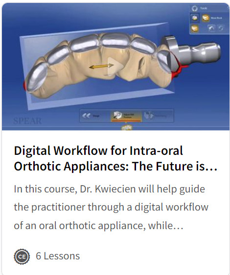 Cover of Digital Workflow for Intra-oral Orthotic Appliances: The Future is Here