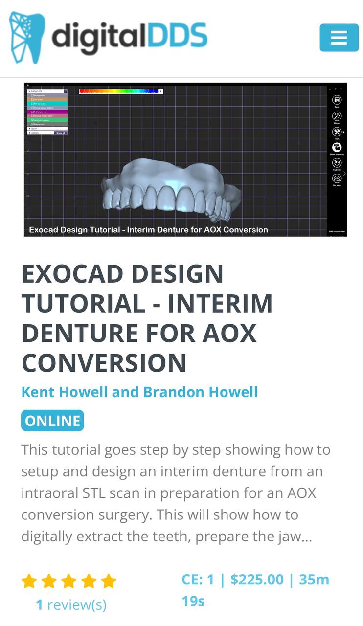 Cover of EXOCAD Design Tutorial: Interim Denture For AOX Conversion