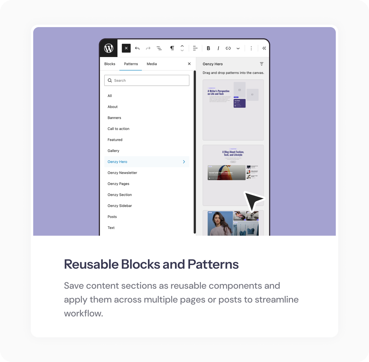 Oenzy - Personal Blog FSE WordPress Theme