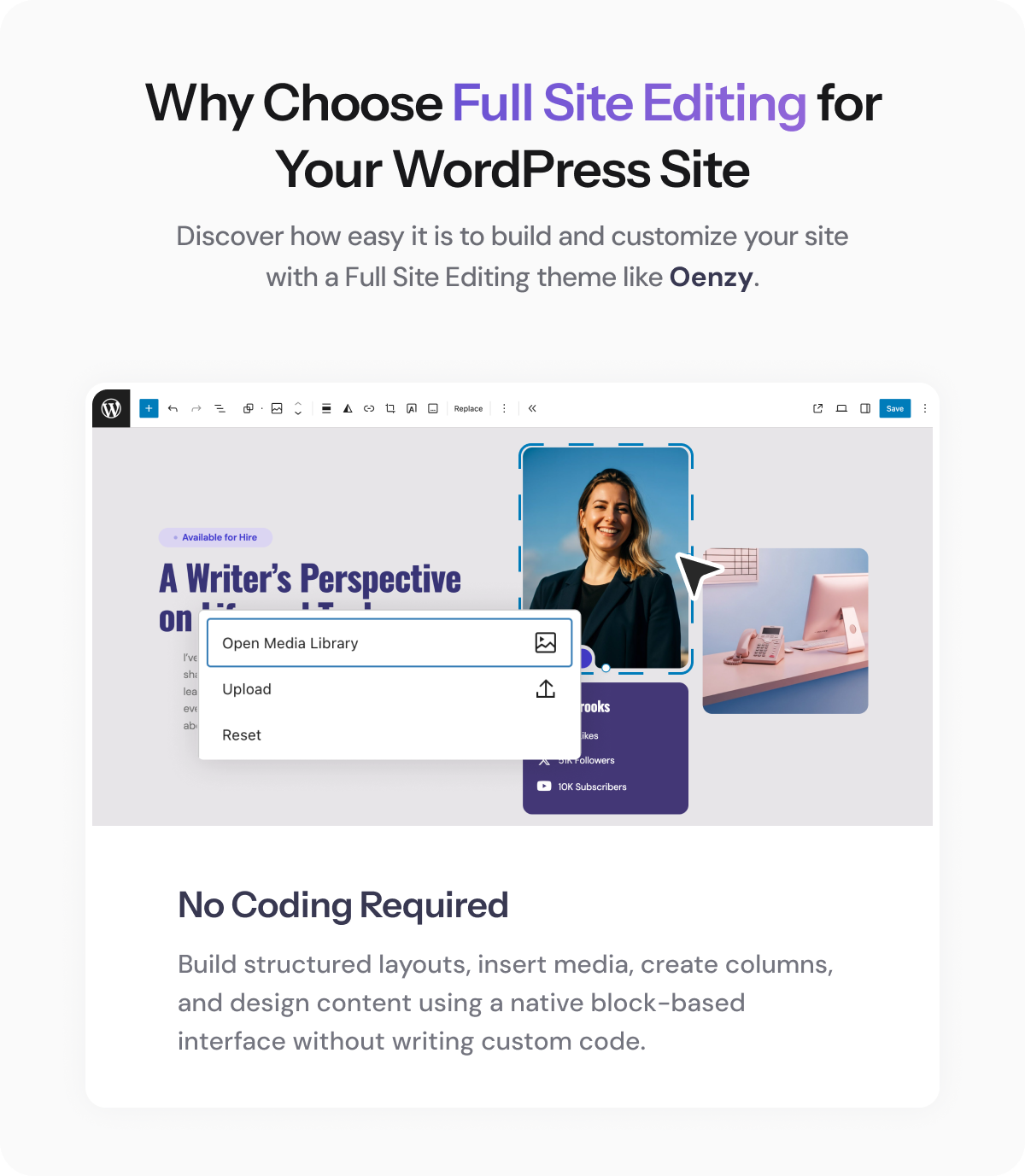 Oenzy - Personal Blog FSE WordPress Theme