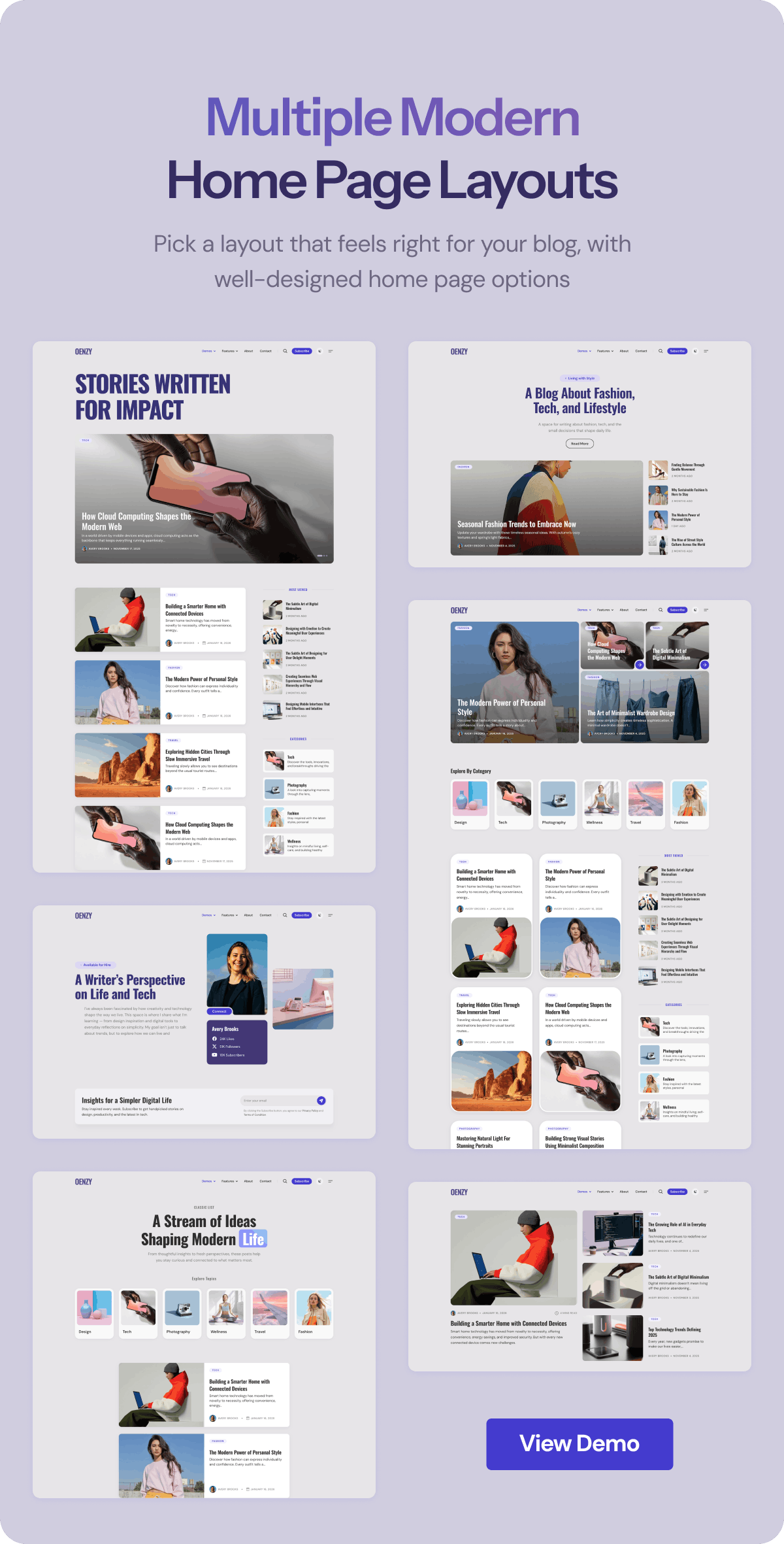 Oenzy - Personal Blog FSE WordPress Theme