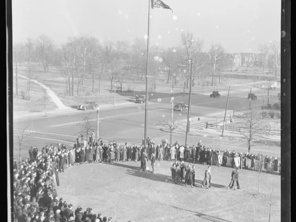 Flag raising at Beaumont High School