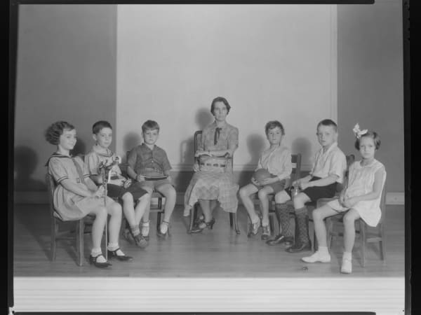 Deaf children with teacher at the Central Institute for the Deaf