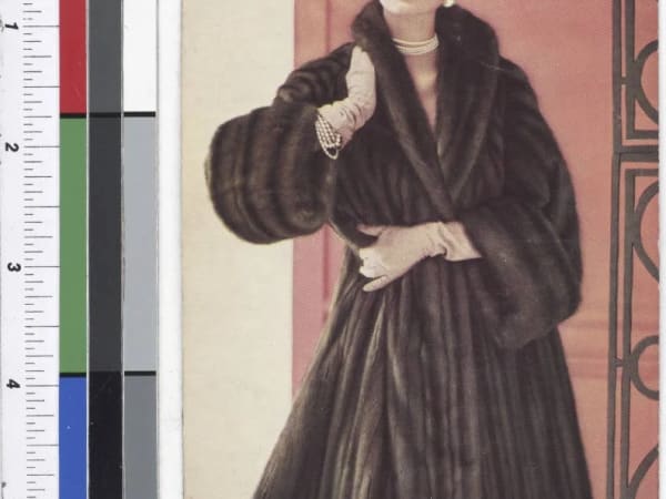 Kessler Fur Company advertising postcard featuring the Blustein's Bride's House Building