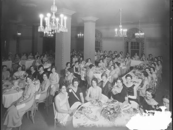 Women attending a banquet at the Forest Park Hotel