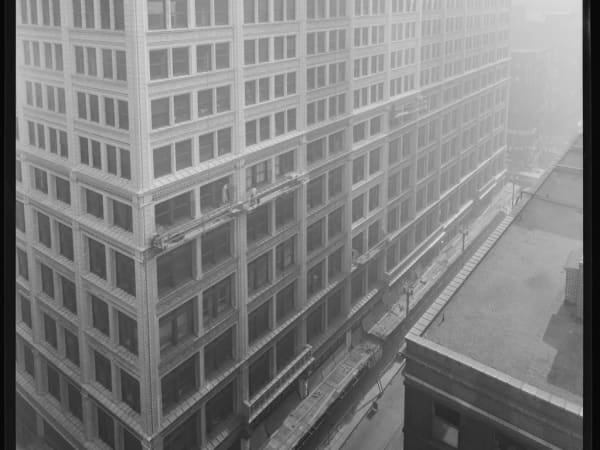 Railway Exchange Building during cleaning