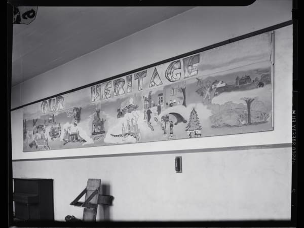Bryan Hill School: Mural Entitled "Our Heritage" Hanging in a Classroom