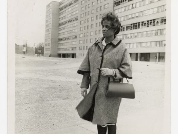 Portrait of Mrs. Helen Floyd Standing in Front of the Pruitt-Igoe Public Housing Project