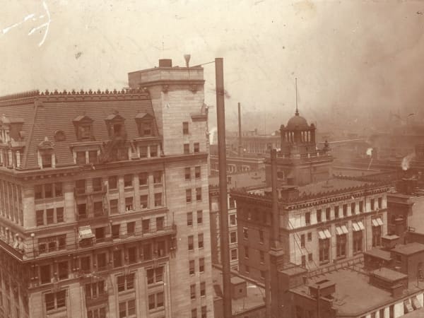 View looking northwest from the roof of the Pierce Building at Fourth and Pine Streets, 30 November 1916