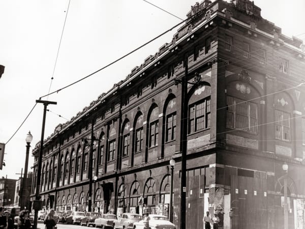 Coliseum, southwest corner of Washington and Jefferson Avenues. East wall of building after condemnation, 3 September 1952.