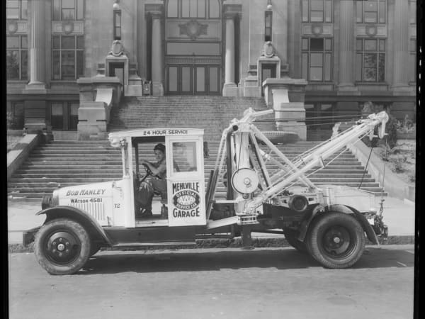 A Tow Truck Parked in Front of the Municipal Courts Building, 1320 Market Street