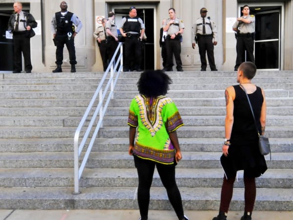 Protesters Outside of the Municipal Courts at 1520 Market Street