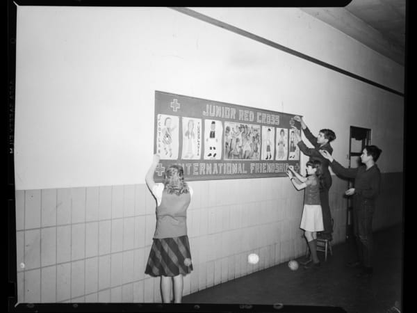 Mallinckrodt School: Children Working on Junior Red Cross Display