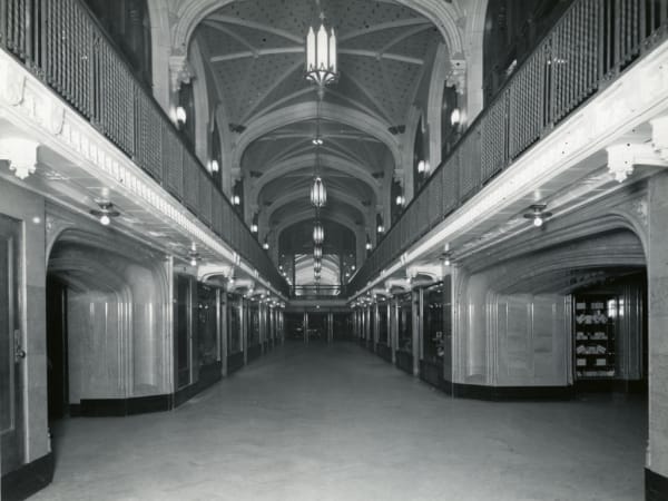 View looking down a hall in the Arcade Building