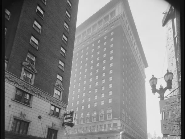 Exterior View of the Lennox Hotel and Statler Hotel, 822 Washington Avenue