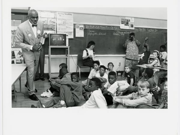 Alan Page Addressing Students at Lafayette Elementary School