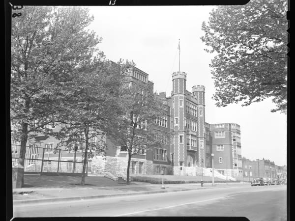 McKinley High School: School Building Overlooking the Tree-Lined Street