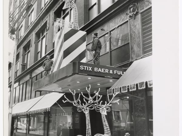 Holiday Decorations Being Installed at Stix Baer & Fuller