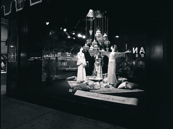 Display windows at the Stix, Baer & Fuller Mediterranean Bazaar